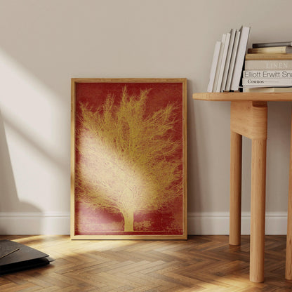Joichi Hoshi Gold Tree Print: Vintage Japanese Woodblock Art