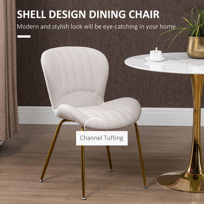 Lux Modern Dining Chairs with Cushioned Backrest-Set of 2-Cream White
