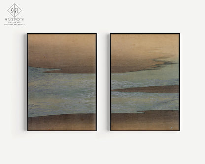 Kamisaka Sekka Small Waves Print: Vintage Japanese Woodblock Art Duo