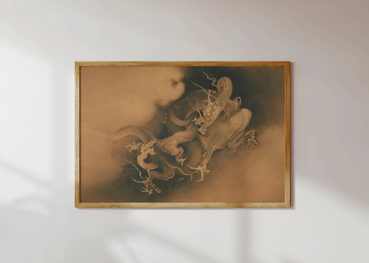 Two Dragons in Clouds Art Print: Kan≈ç H≈çgai Giclee
