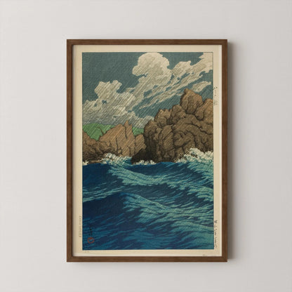 Estampe japonaise de paysage marin de Kawase Hasui : Hachinohe Same, Shin-Hanga, Giclée