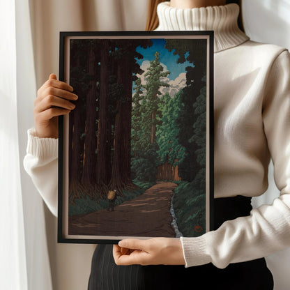 Kawase Hasui - Estampe Giclée Route vers Nikko : Art de l'Estampe sur Bois Japonaise