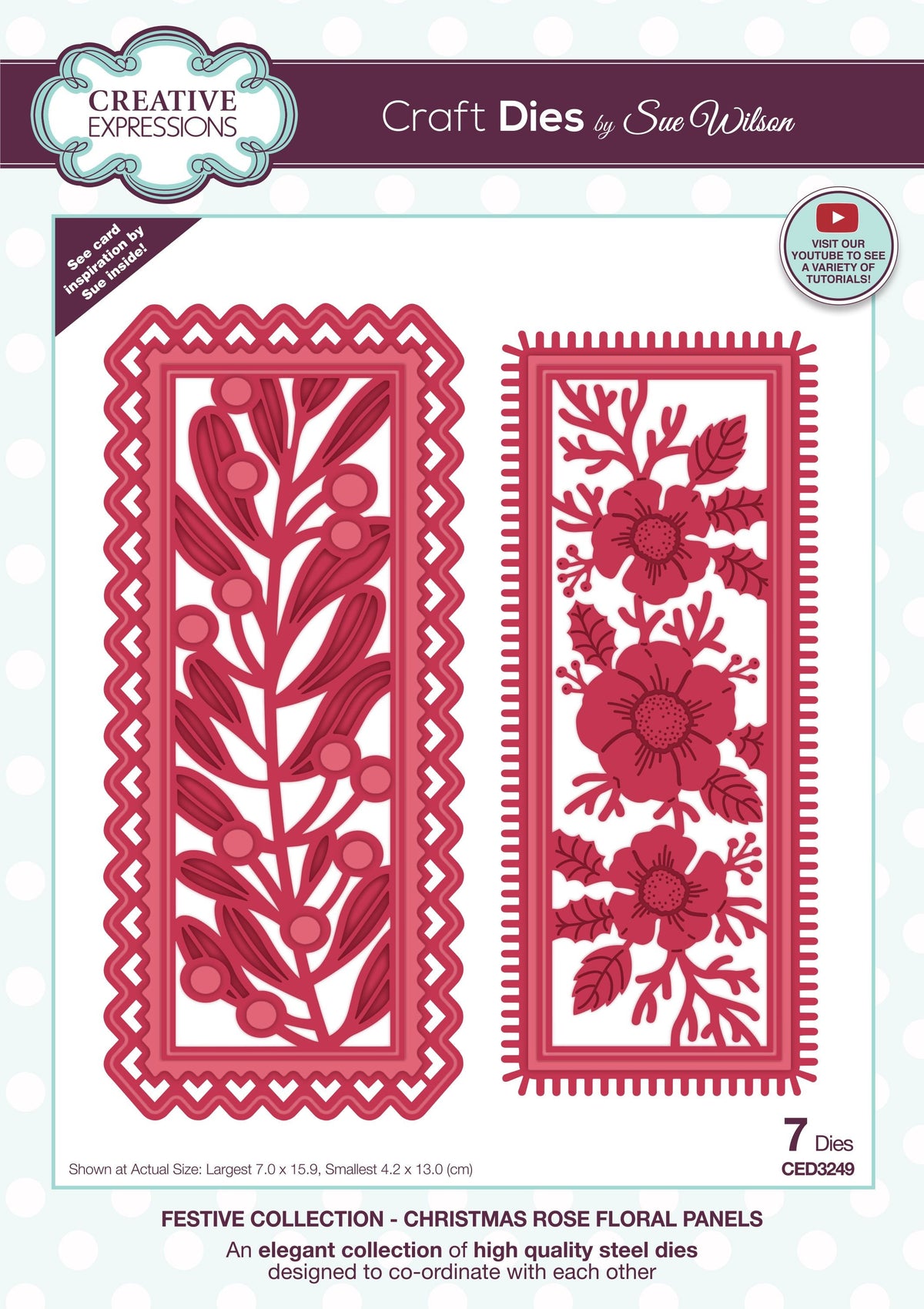 Matrices de découpe Creative Expressions Sue Wilson Festive Christmas Rose Floral Panels