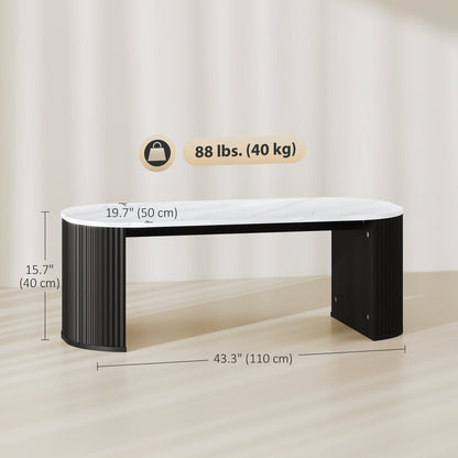 Table basse Cameron moderne en similicuir marbre - Noir