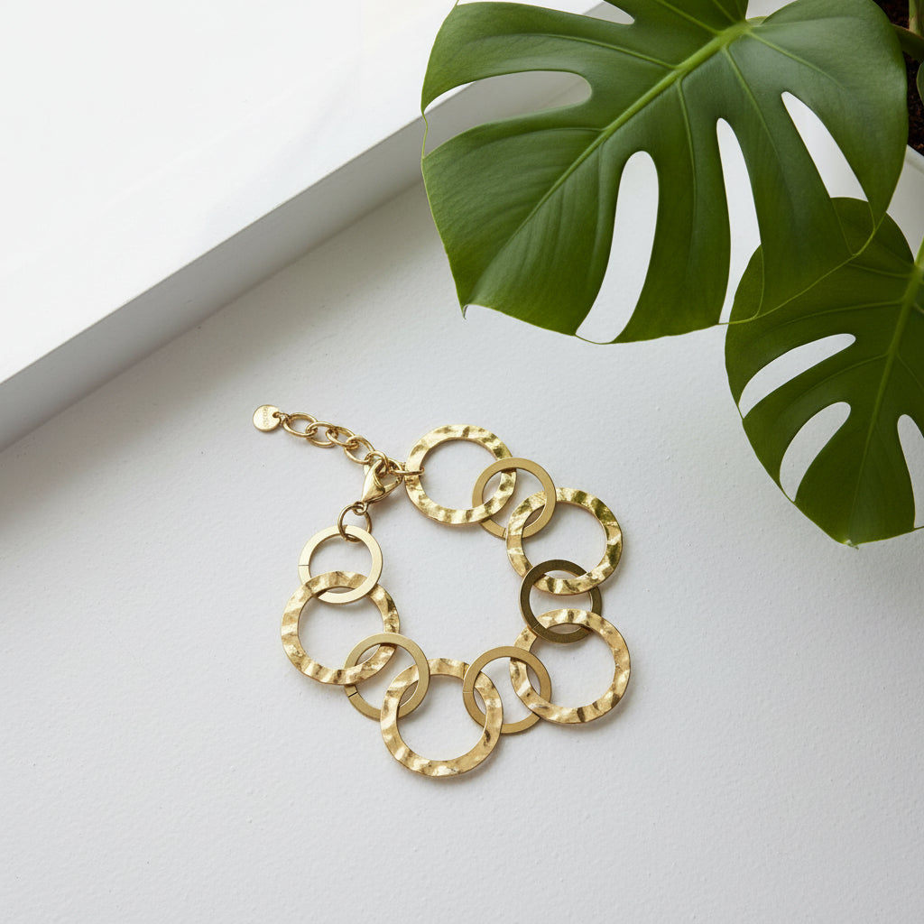 Bracelet Cercles Entrelacés - Acier Inoxydable Doré