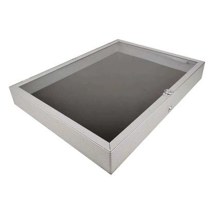 EVORETRO Lockable Display Case 36 x 24 x 4" Silver– Secure Showcase for Collectibles
