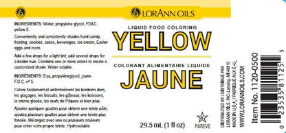 Yellow Liquid Food Color - Liquid Food Coloring - 4 oz, 1 Gallon - Ships Free Within Canada on Orders Above CAD $199