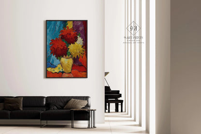 Estampe giclée de Dahlias de Louis Valtat : Art de nature morte fauviste