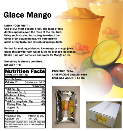Mélange 4-en-1 Mangue pour thé aux perles, smoothies, lattes et frappés, sac de 3 lb (Caisse de 6 sacs de 3 lb) - Livraison gratuite au Canada pour les commandes de plus de 199 CAD