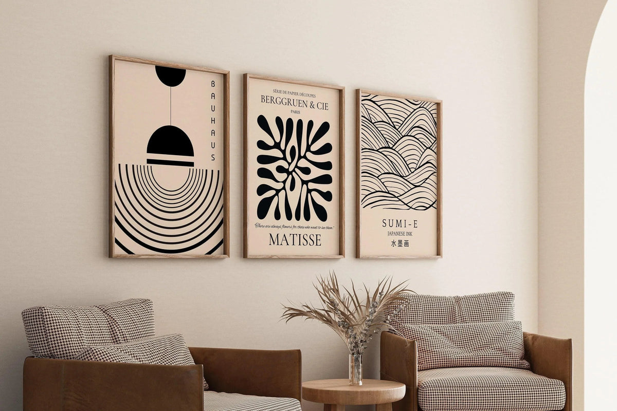 Affiches Matisse Bauhaus Japonais TRIO | Notre ensemble neutre le plus populaire | disponible encadré