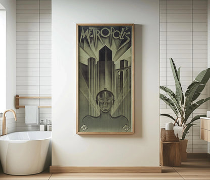Metropolis Movie Poster: Art Deco Giclee Print, Handframed Option (2x1
