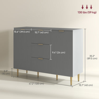 Ellis Modern Kitchen Buffet/Hallway Cabinet with 3 Drawers-Grey