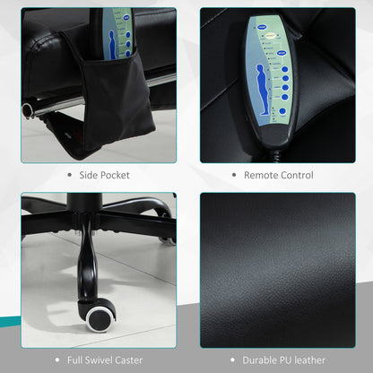 Chaise de bureau de direction Declan avec 7 points de massage et fonctions inclinables - Noir