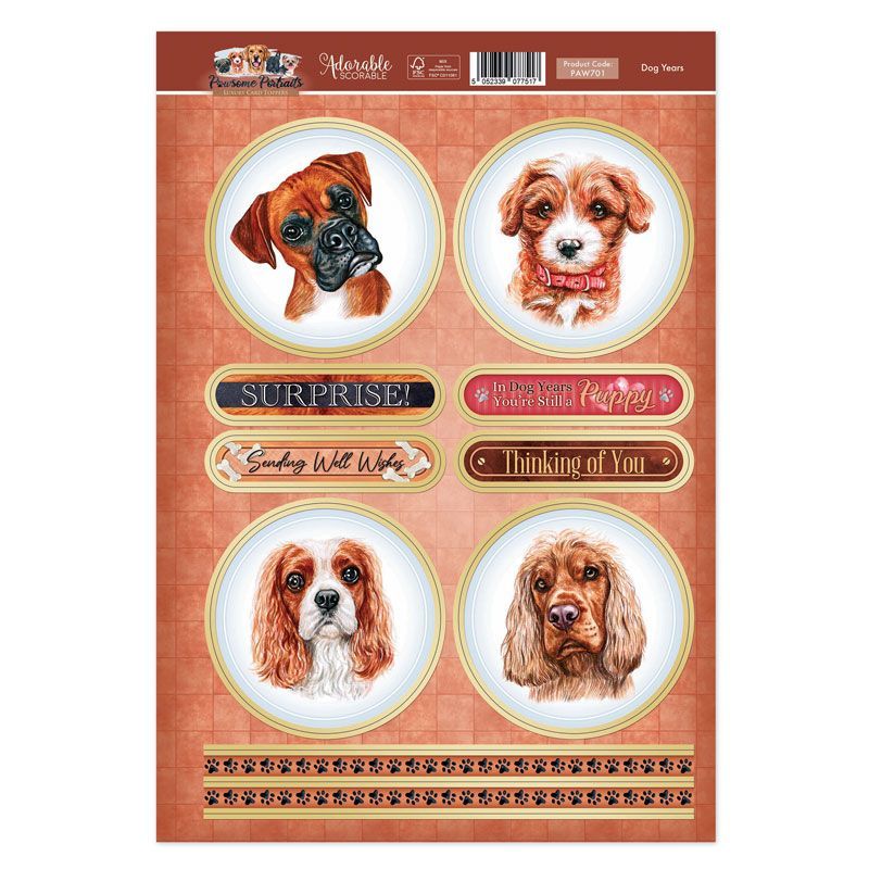 Feuille de dessus de carte Années de chien