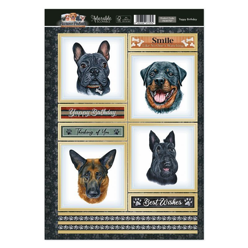 Feuille de Toppers pour Carte Joyeux Anniversaire (Thème Chiens)
