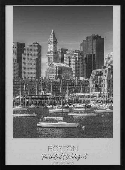 Black and White Boston North End Waterfront Canvas Wall Art | BOSTON Skyline North End & Waterfront