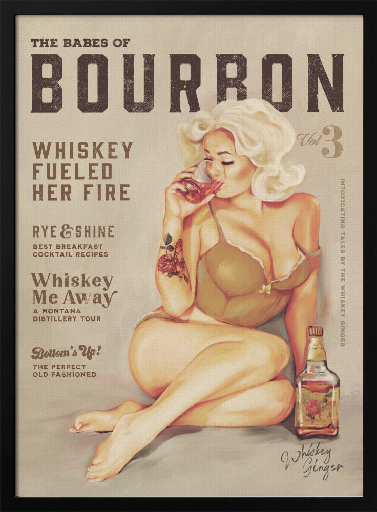 Décoration Murale Bébés du Bourbon Vol 3 Fille Pin-up Vintage Sexy Buvant du Whisky