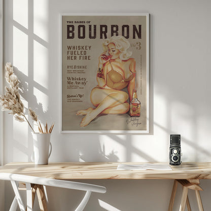 Décoration Murale Bébés du Bourbon Vol 3 Fille Pin-up Vintage Sexy Buvant du Whisky