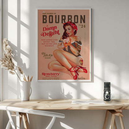 Décoration murale Babes of Bourbon Vol 22 Pin-up vintage buvant un cocktail