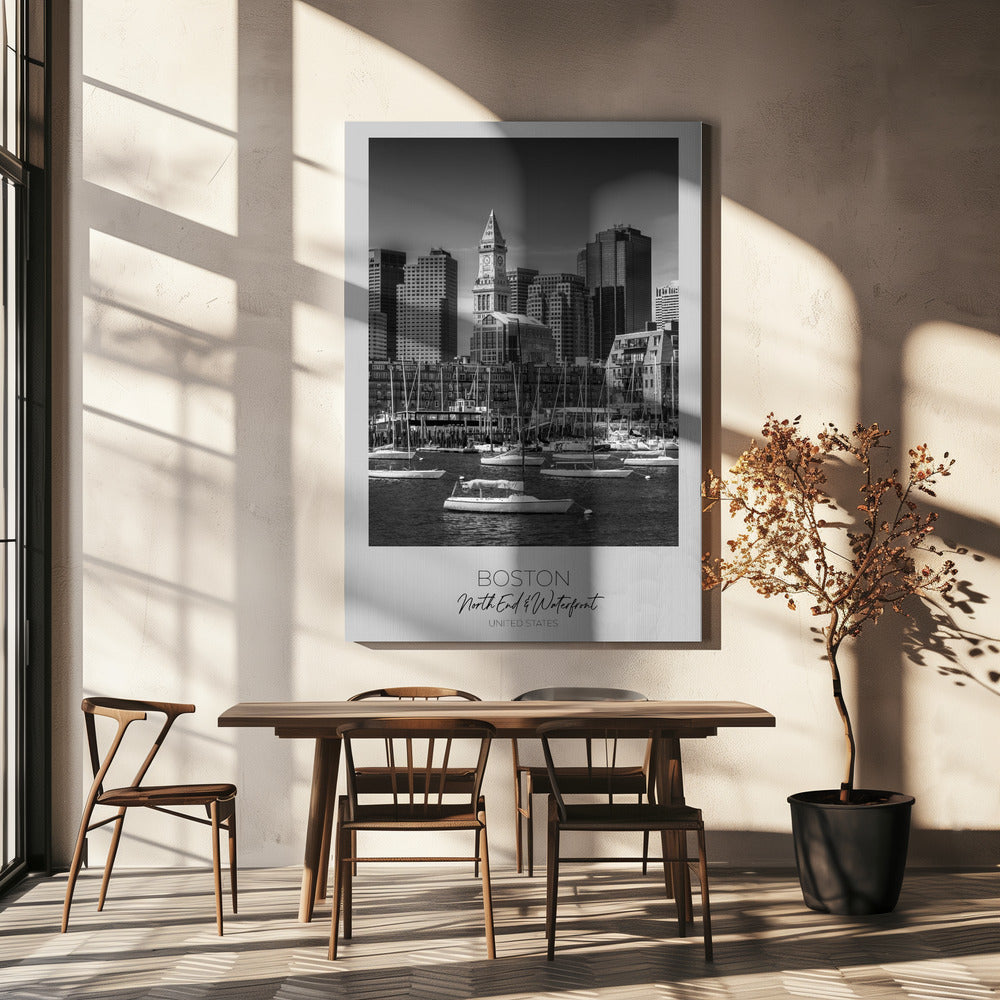 Black and White Boston North End Waterfront Canvas Wall Art | BOSTON Skyline North End & Waterfront