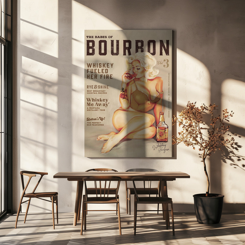 Décoration Murale Bébés du Bourbon Vol 3 Fille Pin-up Vintage Sexy Buvant du Whisky
