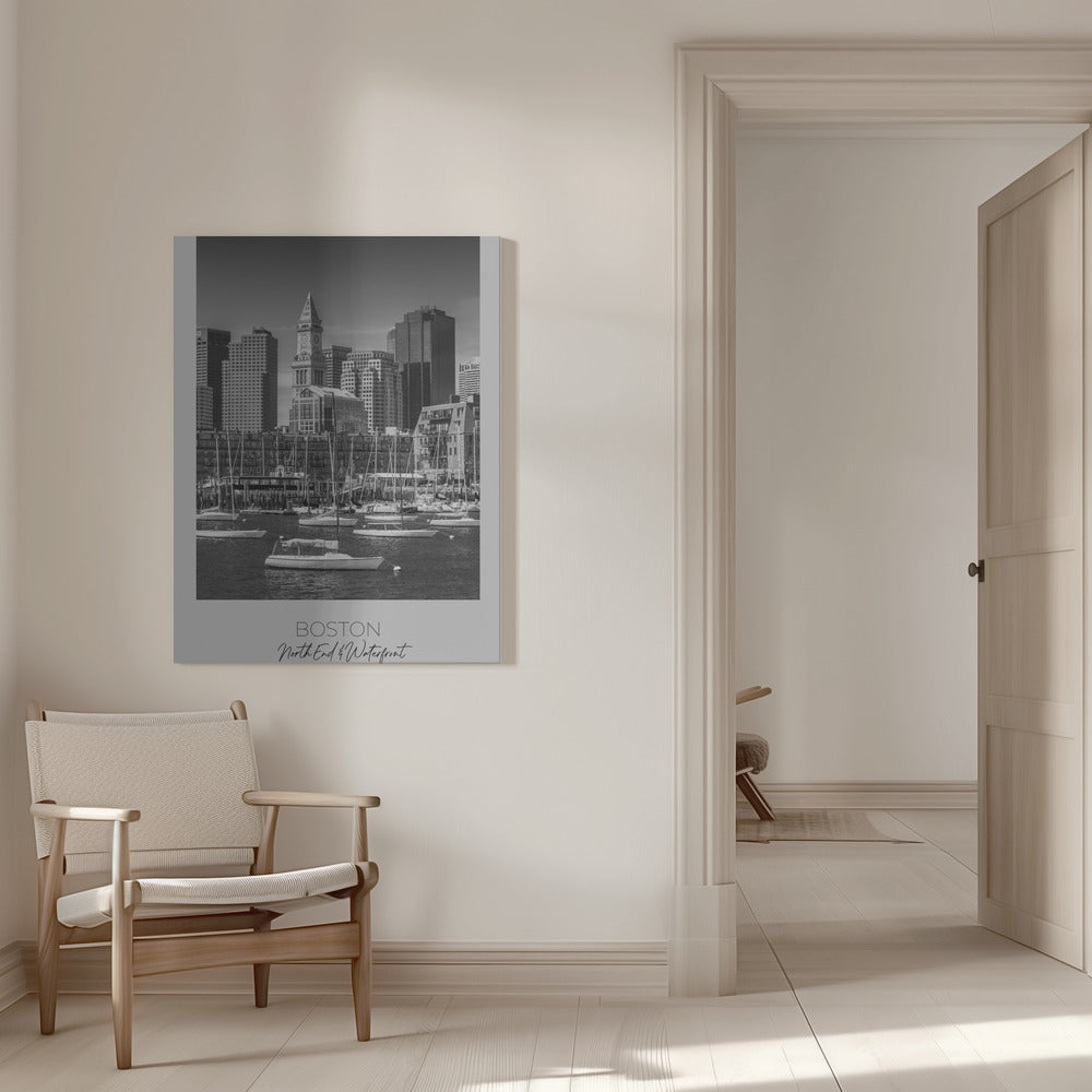 Black and White Boston North End Waterfront Canvas Wall Art | BOSTON Skyline North End & Waterfront
