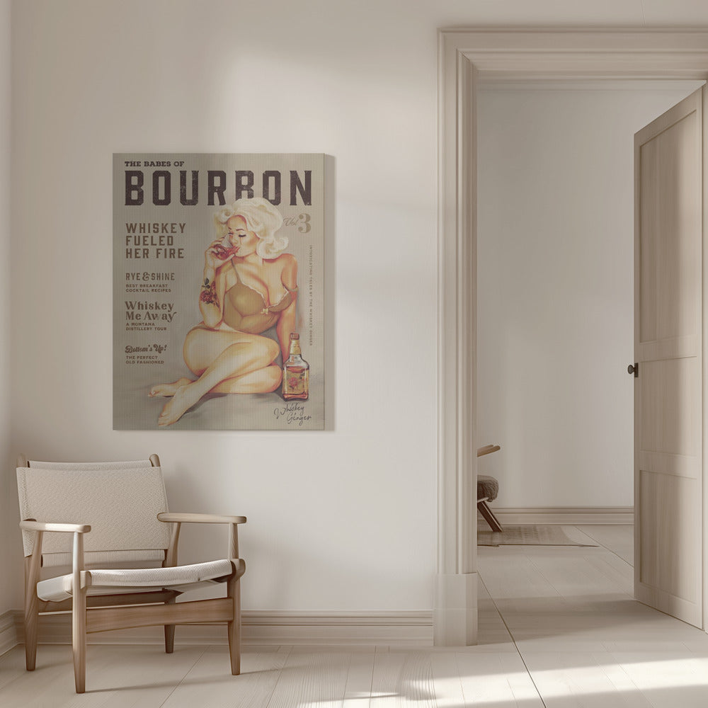 Décoration Murale Bébés du Bourbon Vol 3 Fille Pin-up Vintage Sexy Buvant du Whisky