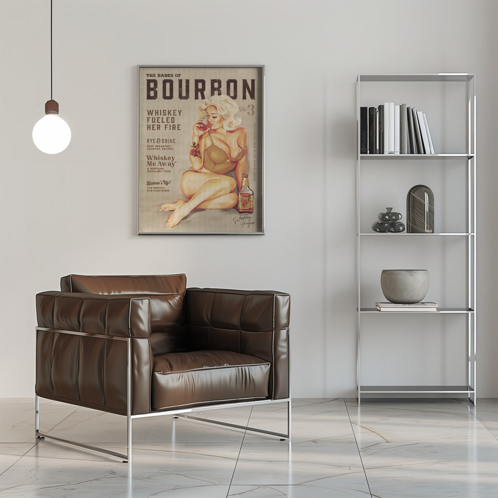 Décoration Murale Bébés du Bourbon Vol 3 Fille Pin-up Vintage Sexy Buvant du Whisky