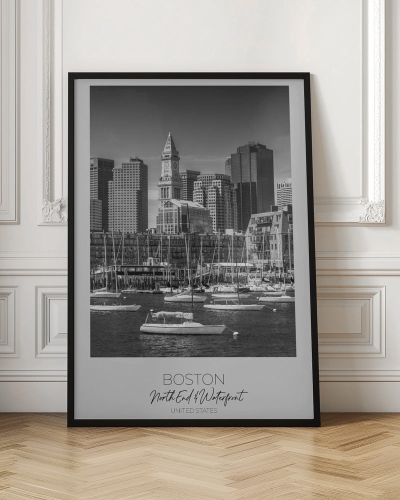 Black and White Boston North End Waterfront Canvas Wall Art | BOSTON Skyline North End & Waterfront