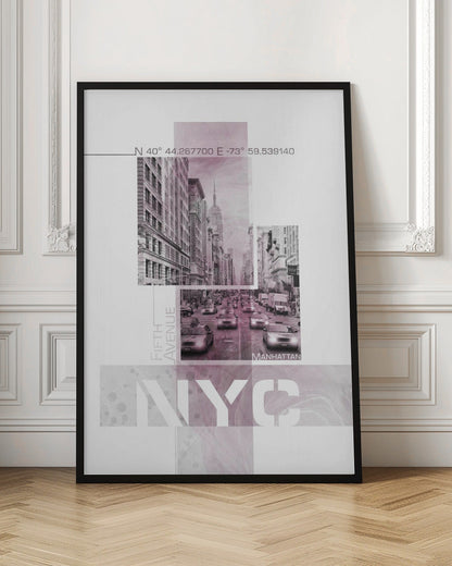 Art mural Affiche Art NYC Cinquième Avenue Circulation | marbre rose