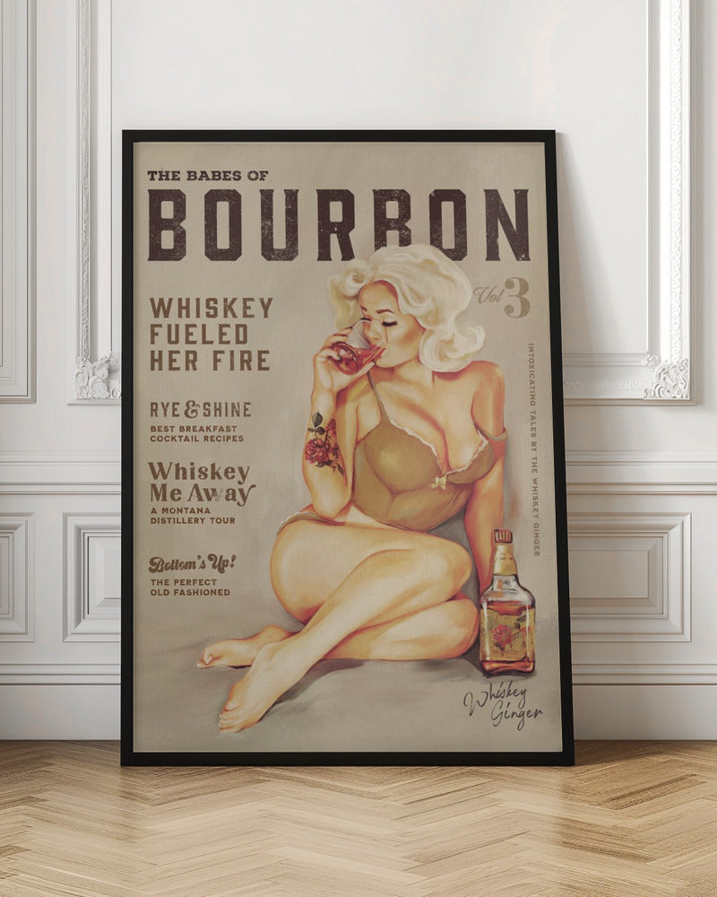 Décoration Murale Bébés du Bourbon Vol 3 Fille Pin-up Vintage Sexy Buvant du Whisky
