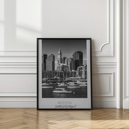 Black and White Boston North End Waterfront Canvas Wall Art | BOSTON Skyline North End & Waterfront