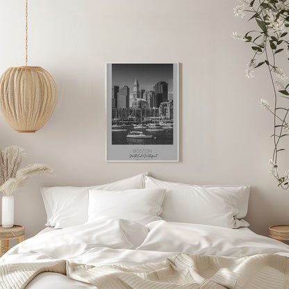 Black and White Boston North End Waterfront Canvas Wall Art | BOSTON Skyline North End & Waterfront