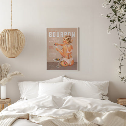 Vodka Martini Retro Pinup Poster Canvas Wall Art | Babes of Bourbon Vol 16 Vintage Vodka Martini Pin Up Girl