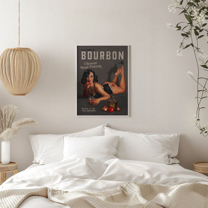 Choose Your Poison Dark Bourbon Pinup Canvas Wall Art | Babes of Bourbon Vol 6 Choose Your Poison Sexy Pinup