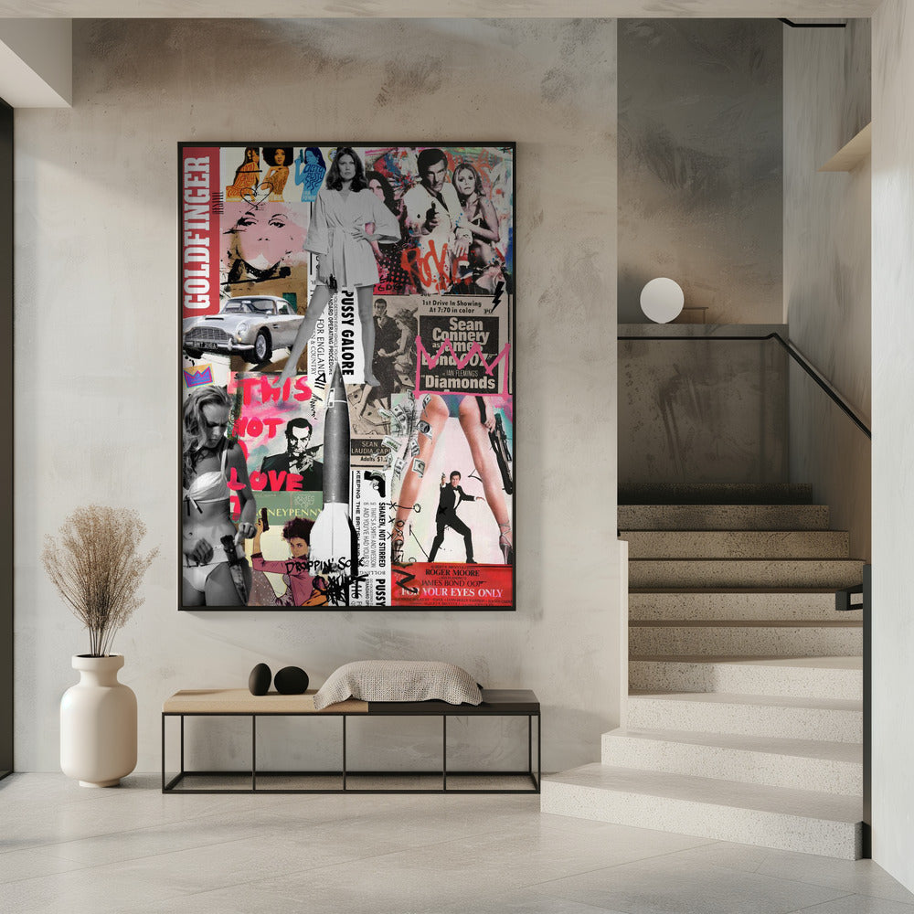 James Bond Vintage Film Poster Collage Canvas Wall Art | The Name's Bond