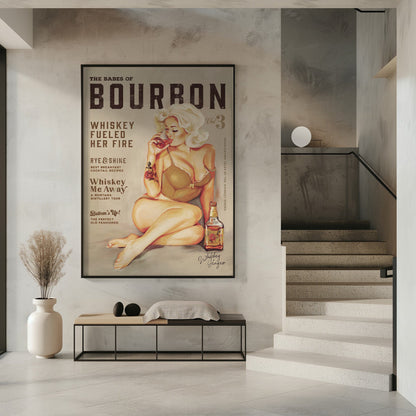 Décoration Murale Bébés du Bourbon Vol 3 Fille Pin-up Vintage Sexy Buvant du Whisky