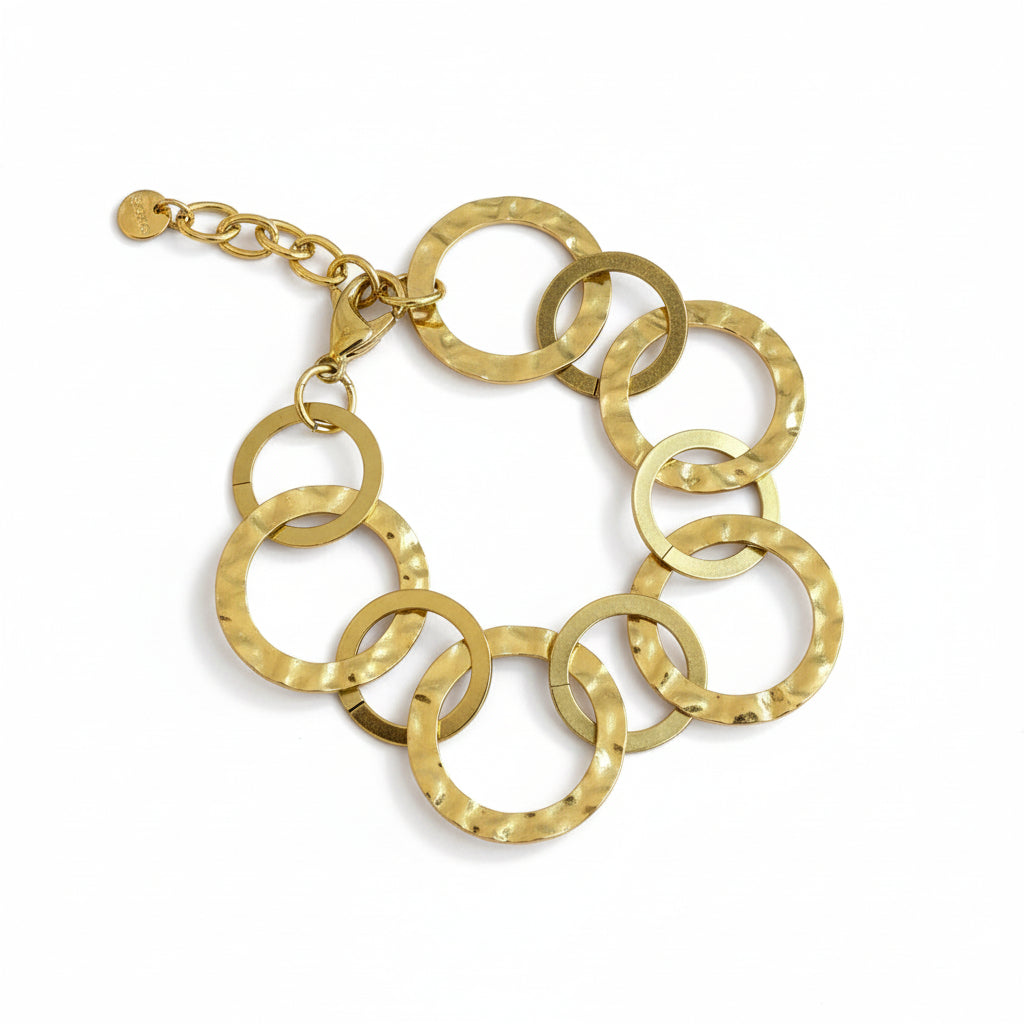 Bracelet Cercles Entrelacés - Acier Inoxydable Doré