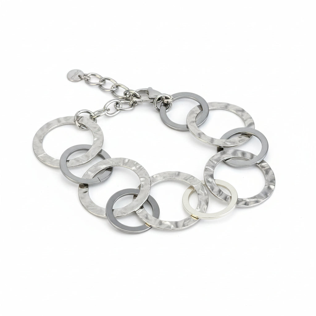 Bracelet Cercles Entrelacés - Acier Inoxydable Gris