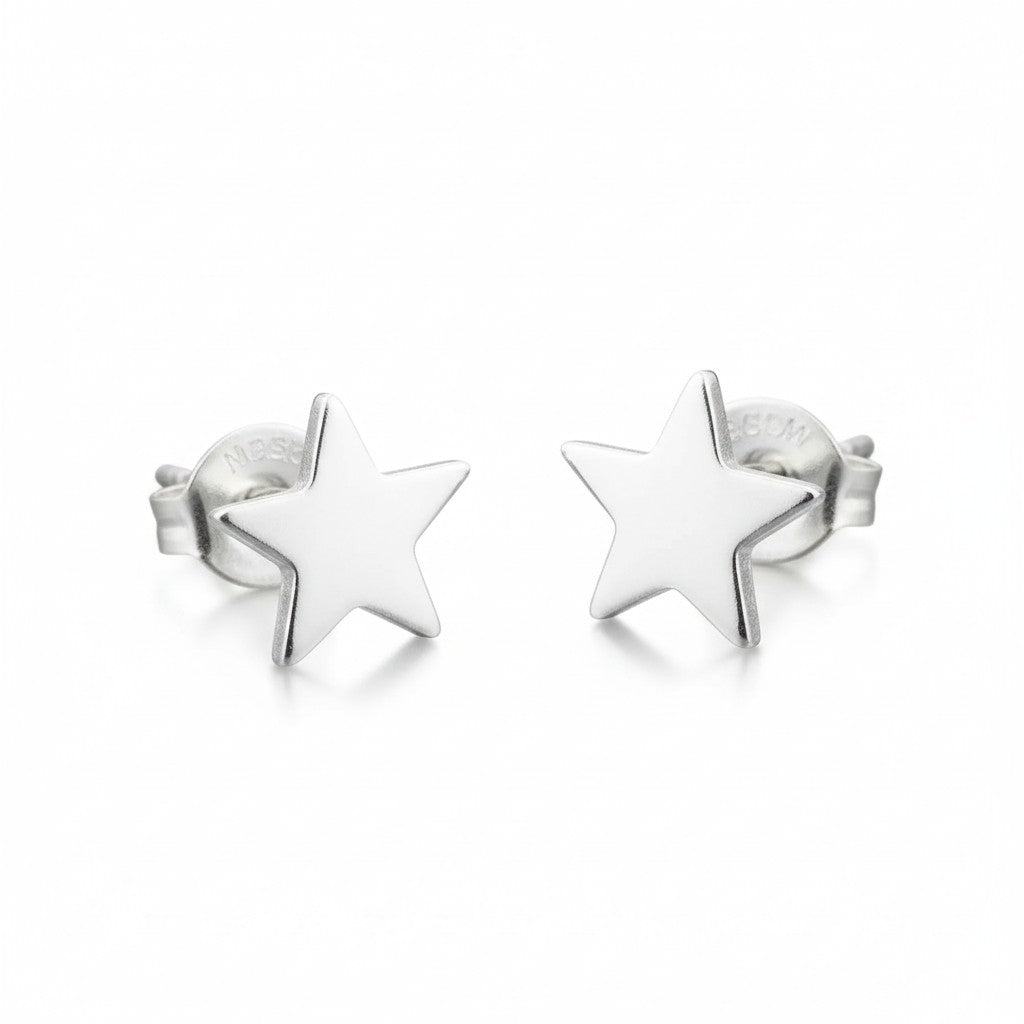 Star Silver Plate Stud Earrings