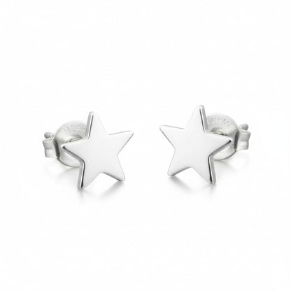 Star Silver Plate Stud Earrings