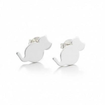 Boucles d'oreilles clous en argent plaqué motif chat