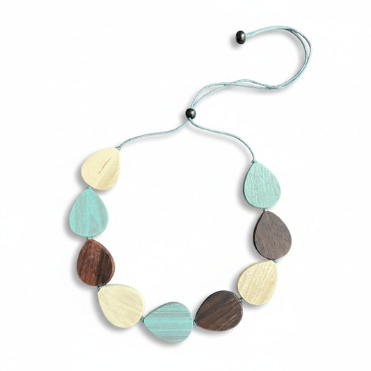 Wooden Tear Drop Necklace