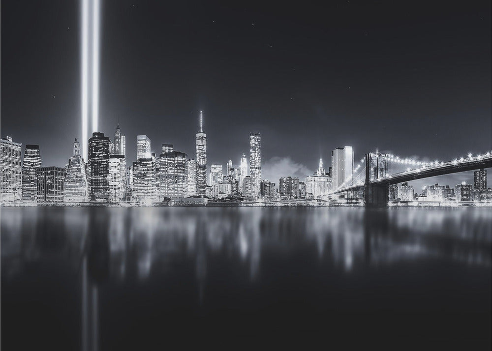 Unforgettable 9-11 | Manhattan Skyline Black & White Canvas Wall Art