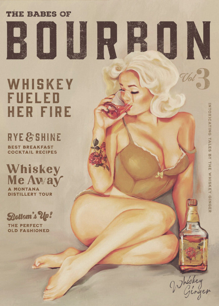 Décoration Murale Bébés du Bourbon Vol 3 Fille Pin-up Vintage Sexy Buvant du Whisky