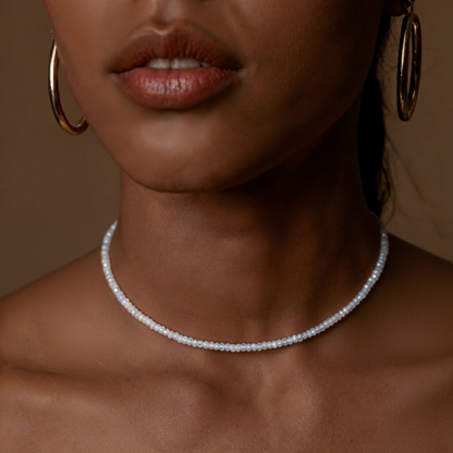 Rainbow Moonstone Bead Necklace - 2-3mm