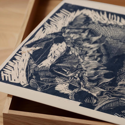 Reijer Stolk ‚Äì Sunflowers in Indigo (c. 1915) | Striking Expressionist Woodcut (available handframed or unframed)