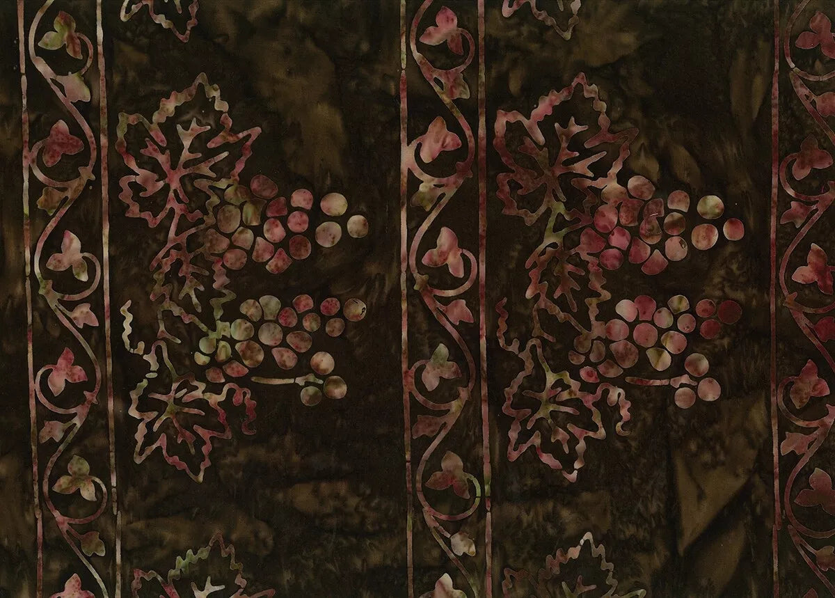 Tissu Batik Banyan - Vino - Rayures Vigne Marron