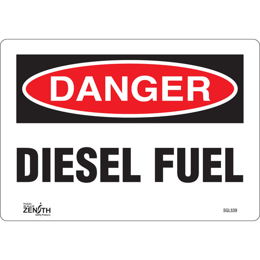 "Diesel Fuel" Sign, 7" x 10", Vinyl, English