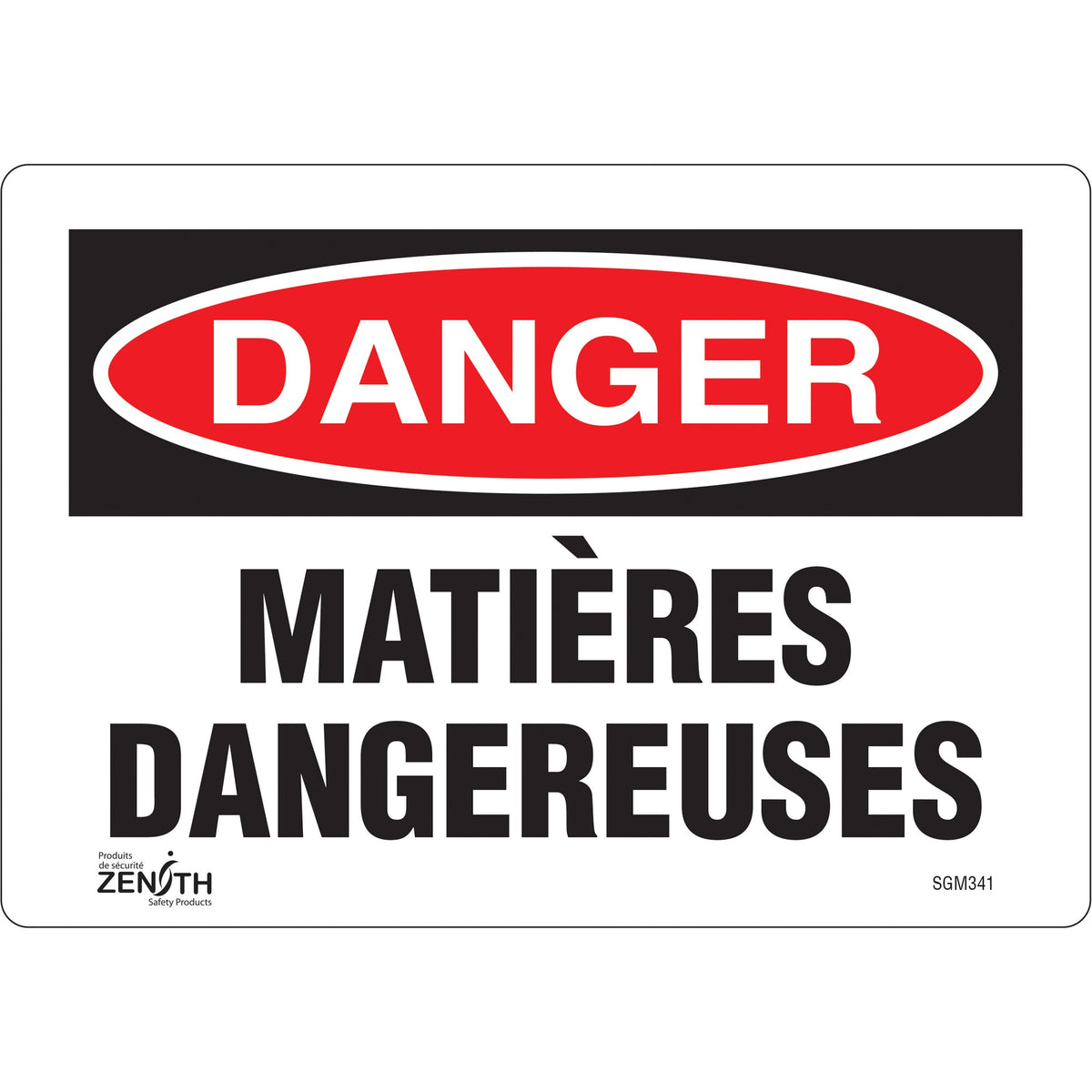 Panneau "Matières Dangereuses", 7" x 10", Vinyle, Français